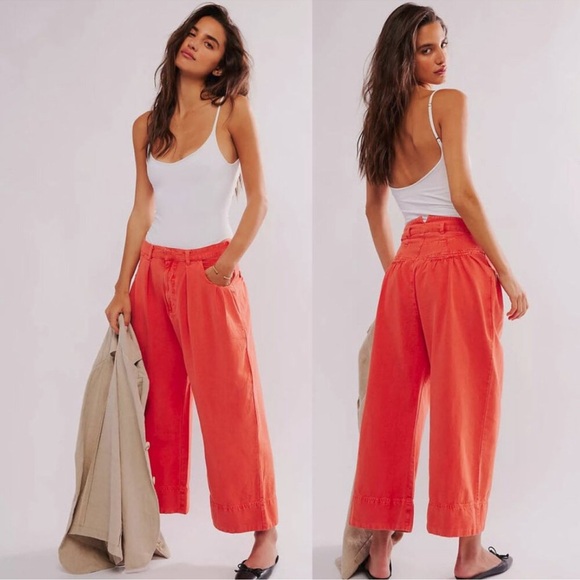 Free People Pants - 🍀 FREE PEOPLE Sweet Talk Wide Leg Pleated Chino Pants